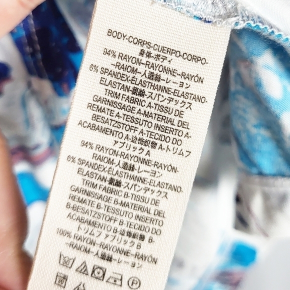 FREE PEOPLE Blue Floral Boho Baja Babe Open Tie Back Cold Shoulder NWT - Picture 6 of 6